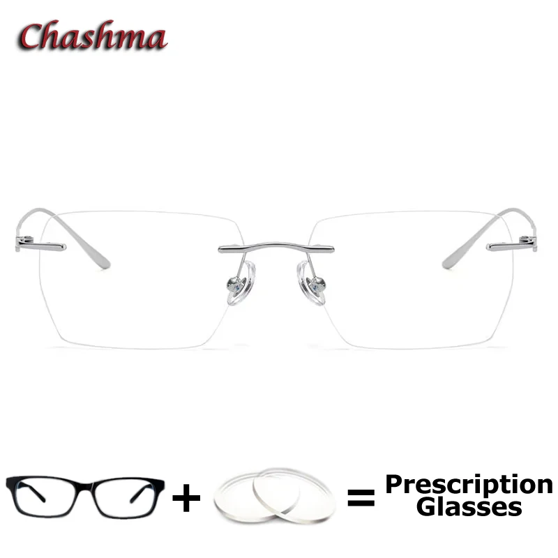 Chashma Prescription Glasses Men Rimless Optical Eyewear Progressive Recipe Eyeglasses Customize Multifocal Lenses Spectacles