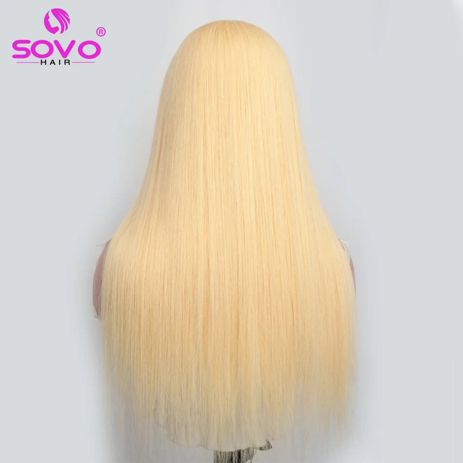 SOVO-Peluca de cabello humano sin pegamento para mujer, postizo de pelo Remy con apertura en forma de U, color rubio ceniza, 180 de densidad, hecho