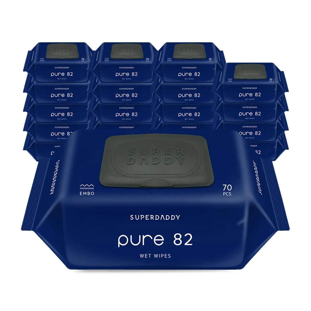 قبعة مناديل مبللة للأطفال من سوبر دادي بيور 82 من النوع 70 ورقة 20 عبوة (82 جرام في المتر المربع)