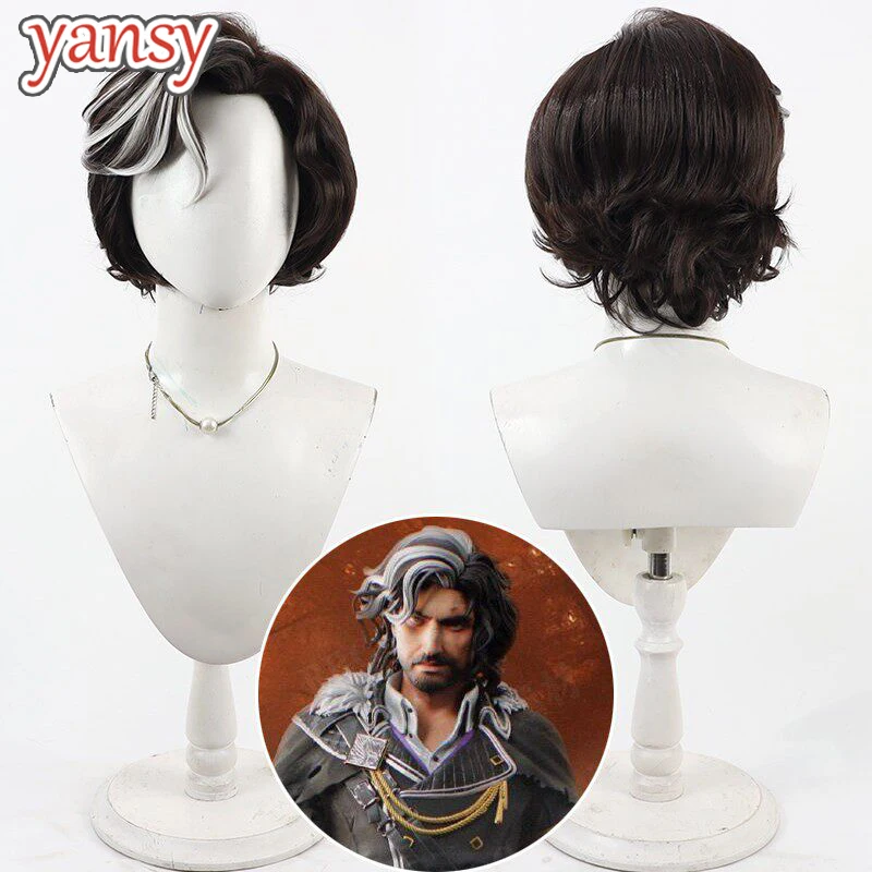 Yansywig Synthetic Hair Verso Cosplay Wigs Game Clair Obscur: Expedition 33 Verso 30cm Dark Brown Mixed White Wig Heat Resistant