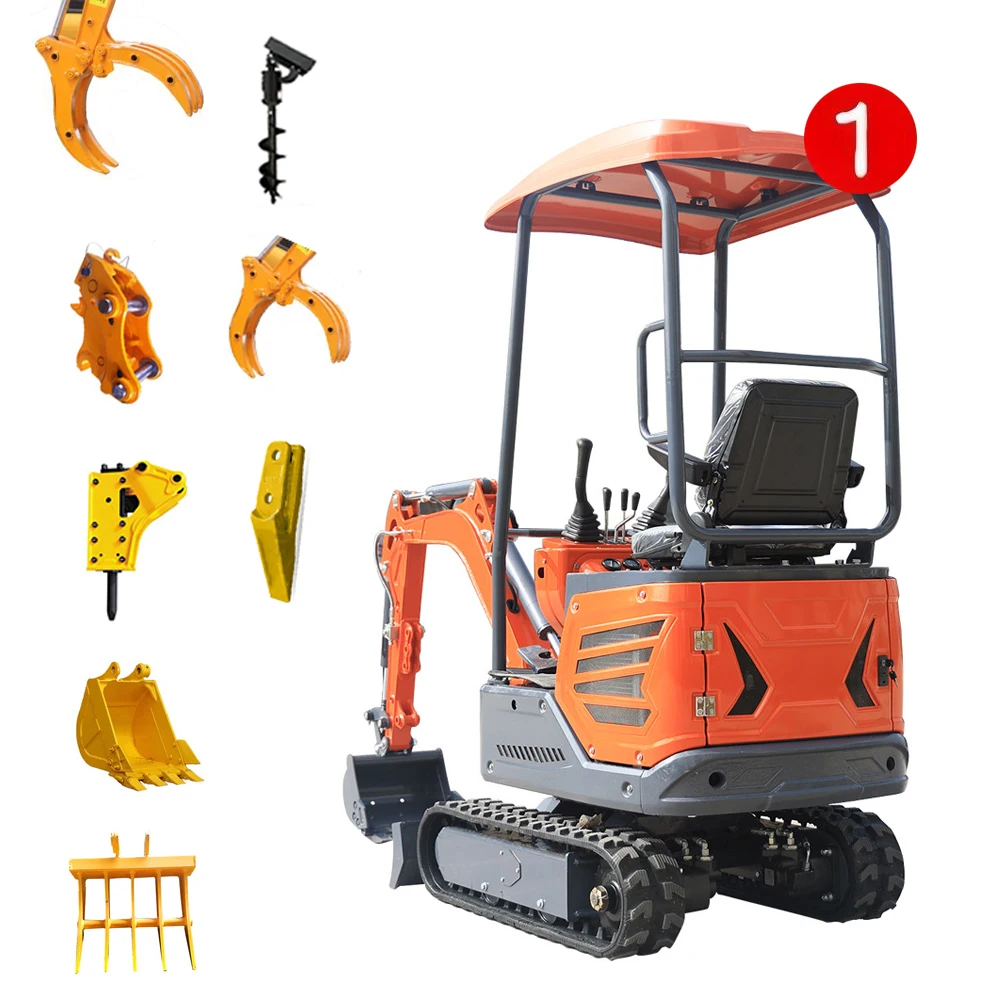 Mini Escavadeira Hidráulica Compacta, 1.2 Ton, com EPA, CE, Euro 5, Micro Digger Chinês, Personalização de Fábrica