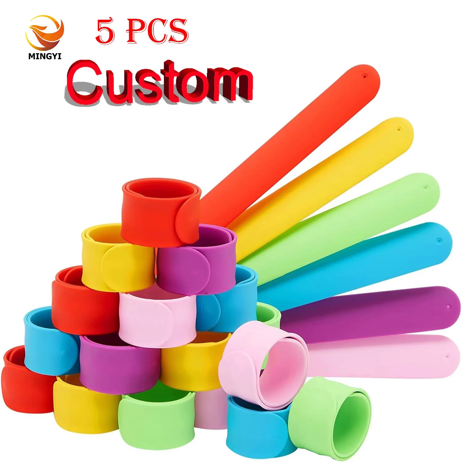5pcs Silicone Slap Band Customized Slap Bracelet Engraved Rubber Snap Band Recycled Slap Bracelets Skateboard Skiing