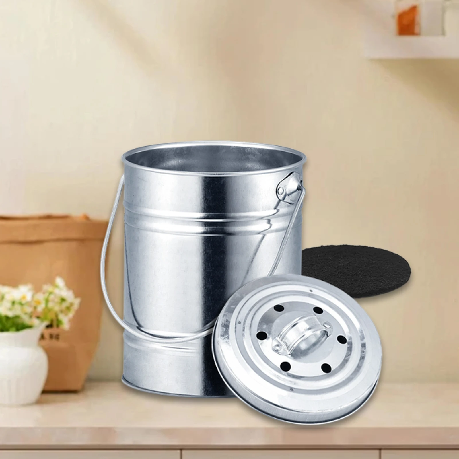 Kitchen Compost Bin Garden Courtyard Compost Box Sealed No Smell Filter Trash Odor-Proof Kitchen Trash Can Kitchen Waste Bucket