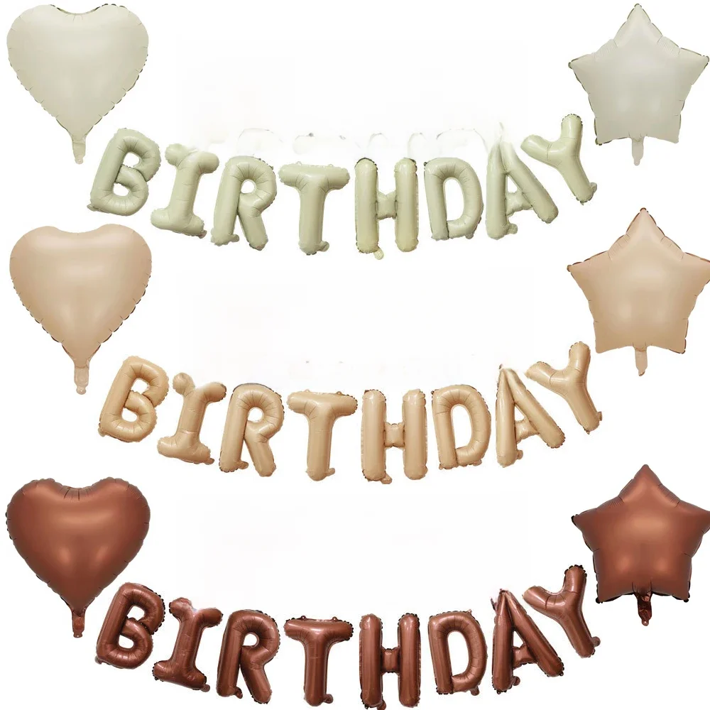 1 zestaw 16 cali Vintage Happy Birthday list balony Retro beżowy zestaw balonów kawowych dla dzieci dorośli dekoracje na przyjęcie urodzinowe — zdjęcie 2