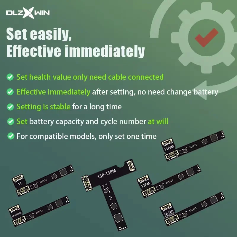 DLZXWIN Extended Battery Repair Flex Cble (Neither Set Nor Guide Needed) For iPhone 11 to 13 Pro Max