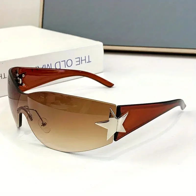 One-piece Sporty SunGlasses, For Men and Women Frameless Personality Y2K Luxury Shades Festival SunGlasses