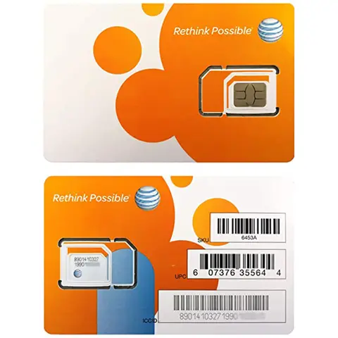 AT&T SIM 카드, 선불 (고폰) 및 선불된 AT&T 셀룰러 서비스와 호환 가능 (범용 트리플 컷 1 개)