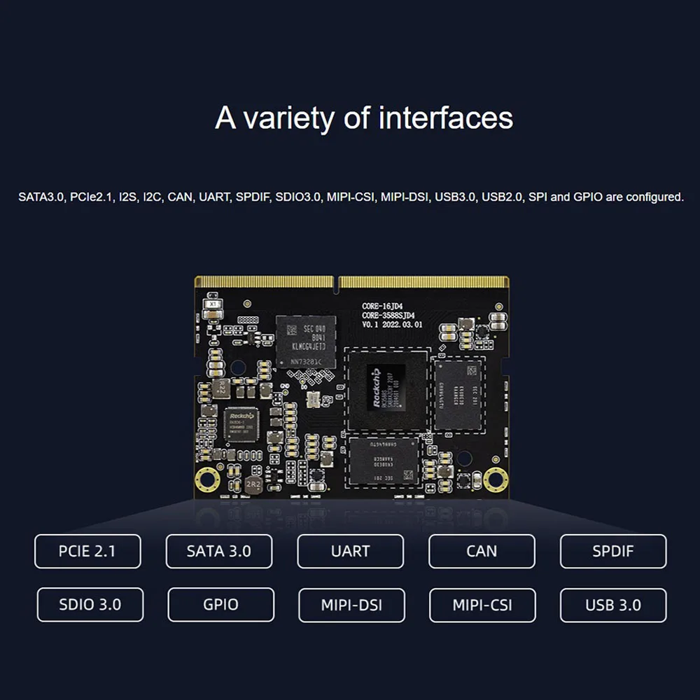 Rockchip RK3588S Core Board 8K AI اللوحة الرئيسية 8-core 64-bit 4GB/8GB/16GB LPDDR4 NPU 6Tops يدعم Android Debian11AIoT #3