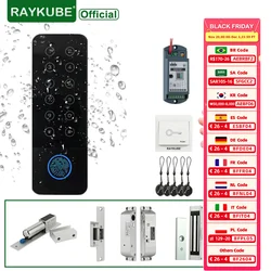 RAYKUBE IP66 Waterproof Access Control System Kit Fingerprint lock Wifi Tuya App Control Smart Door Lock Electric Magnetic Locks