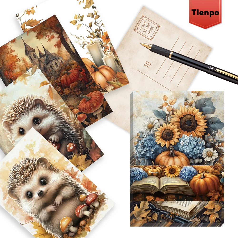 32 Stück, limitierte Herbst-Postkarte, Erntesaison-Postkarte, Herbstmärchen-Postkarte, Wandaufkleber, Versandkarte, Grußkarte