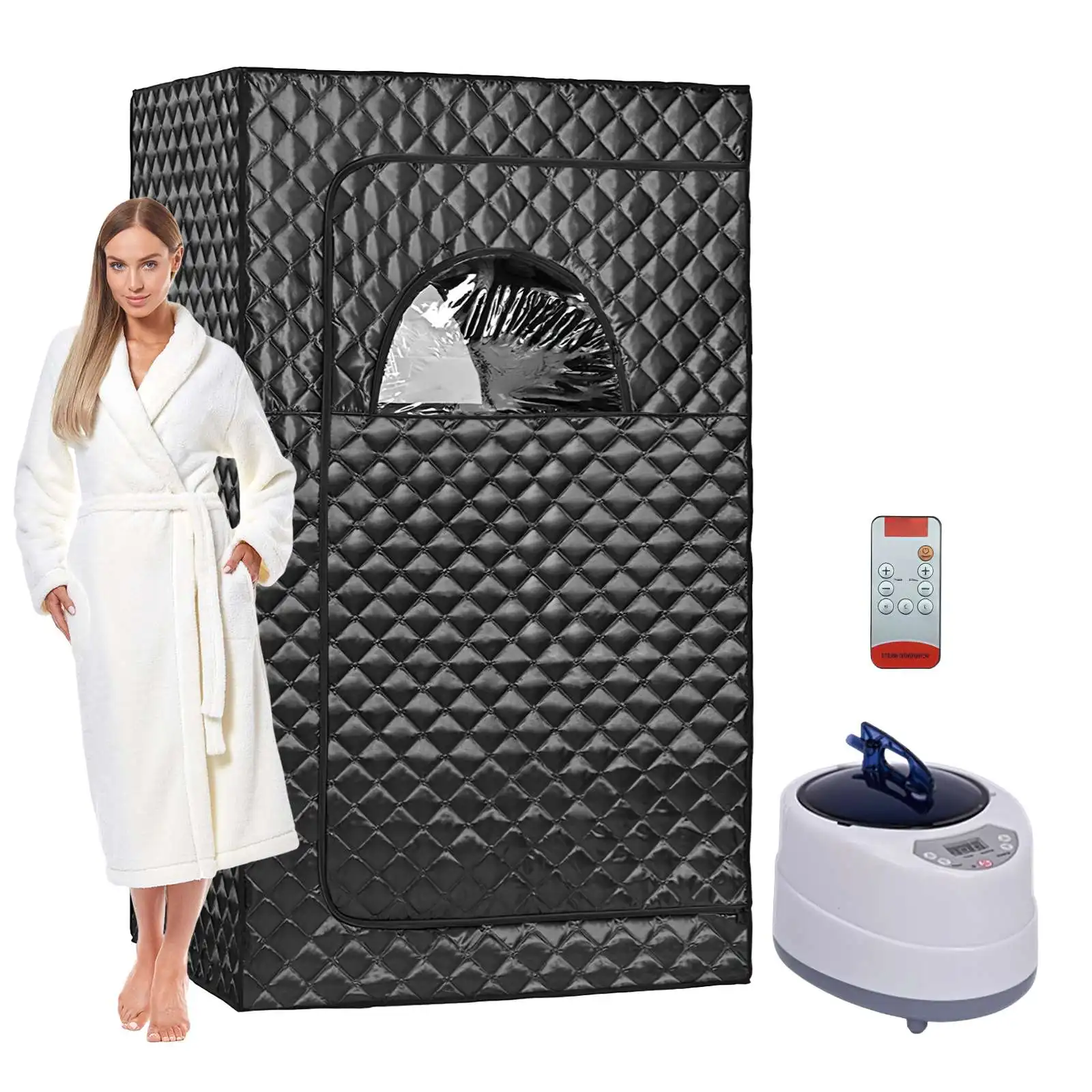 Sauna de vapor portátil, sauna portátil para el hogar, tienda de sauna, caja de sauna con vaporizador de 2L, control remoto, silla plegable