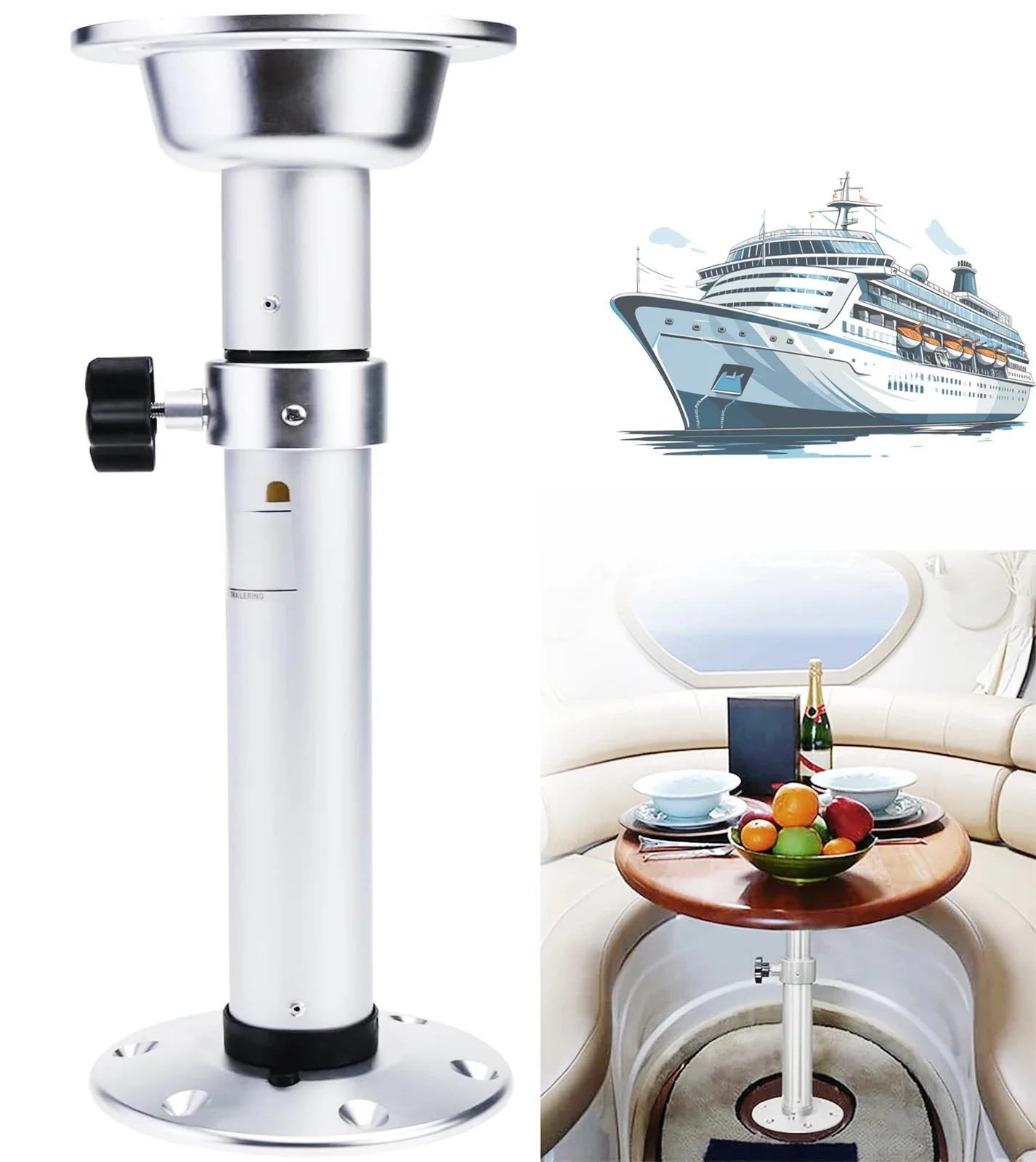 Aluminium in hoogte verstelbare RV telescopische tafelpoten en onderstel met eenvoudige installatieset voor campers, boten, campers en meer. - afbeelding 2