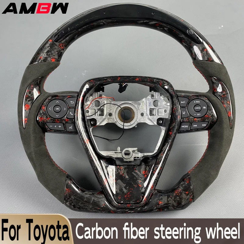 

Carbon Fiber Steering Wheel for Toyota Camry Corolla Wildlander RAV4 Avalon 2018 2019 2020 Custom LED Display Alcantara