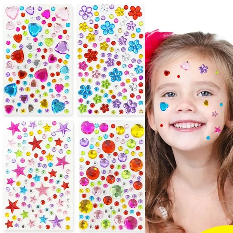 109-430 + sztuk Bling naklejki z klejnotami Rhinestone samoprzylepne naklejki z klejnotami dzieci dzieci dziewczyna Craft makijaż DIY paznokcie do oczu różne rozmiary — 2