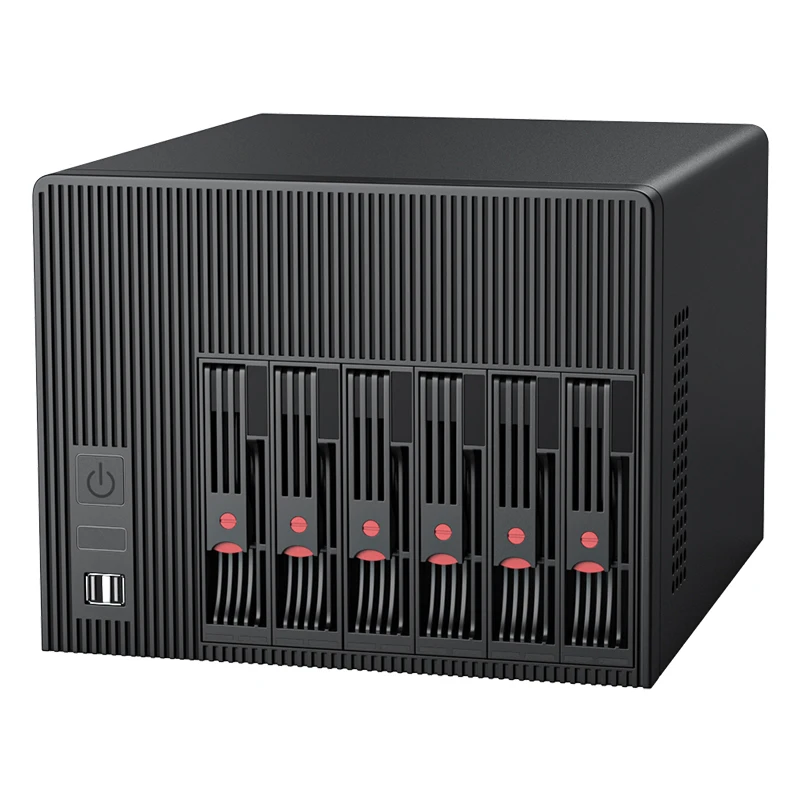 6-Bay NAS Ondersteuning 2.5 "3.5" SATA HDD SSD Binnen Celeron N5105 8GB RAM 256GB SSD 4x2.5GbE voor Home Sever BKHD-6-Bay-1338-NAS