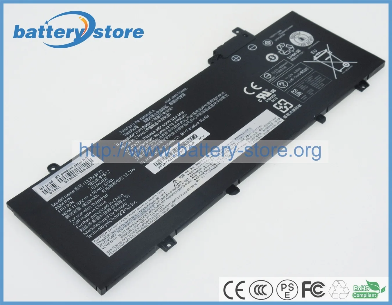 Genuine Original Laptop Batteries for L17M3P72,SB10K97617,01AV479,L17M3P71, T480s GHK,20L70024US,20L7S04E00,11.52V,3 Cell