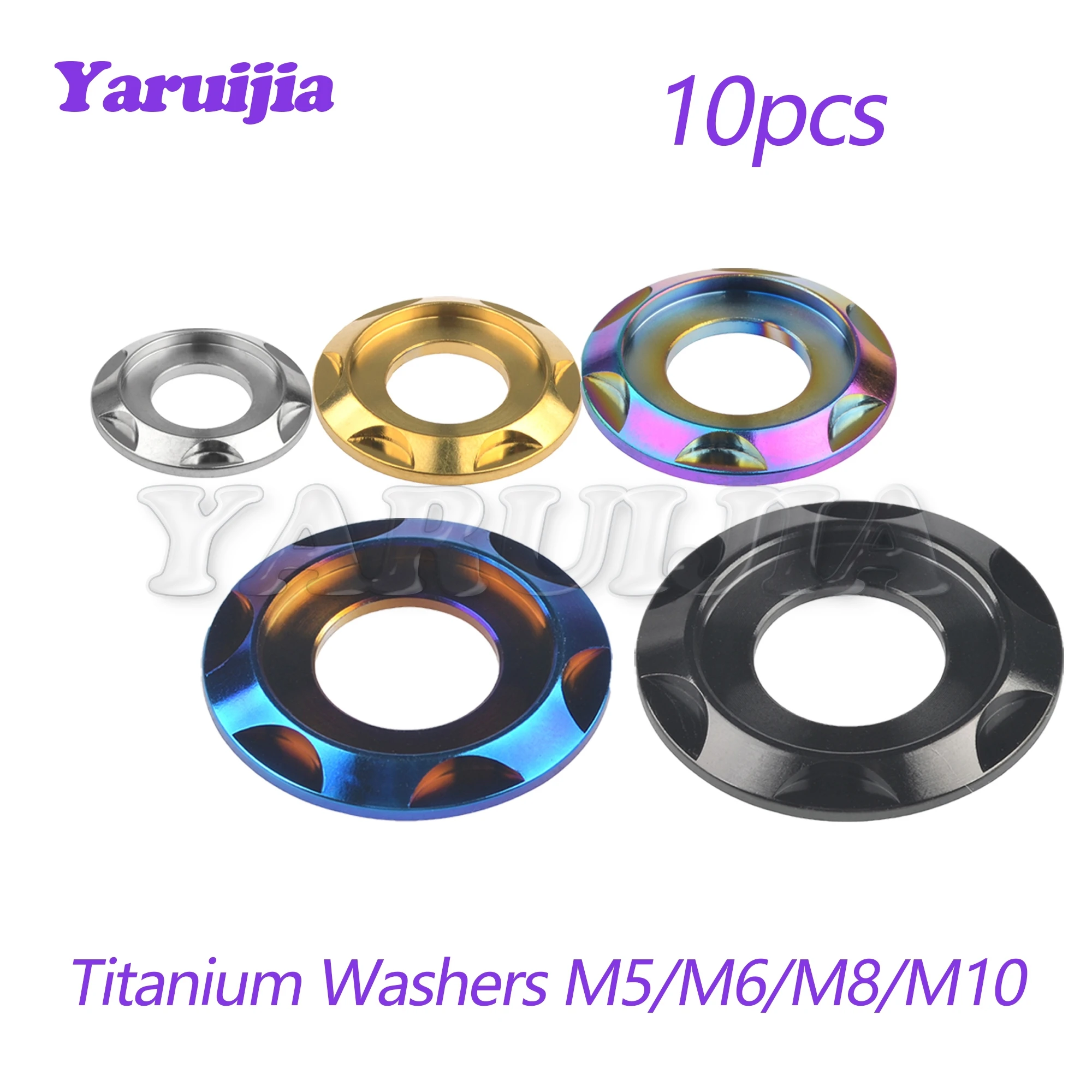 Yaruijia Titanium Washers M5/M6/M8/M10 Fancy Decorative Gasket Spacer for Bike Motorcycle Car direct sales 10pcs