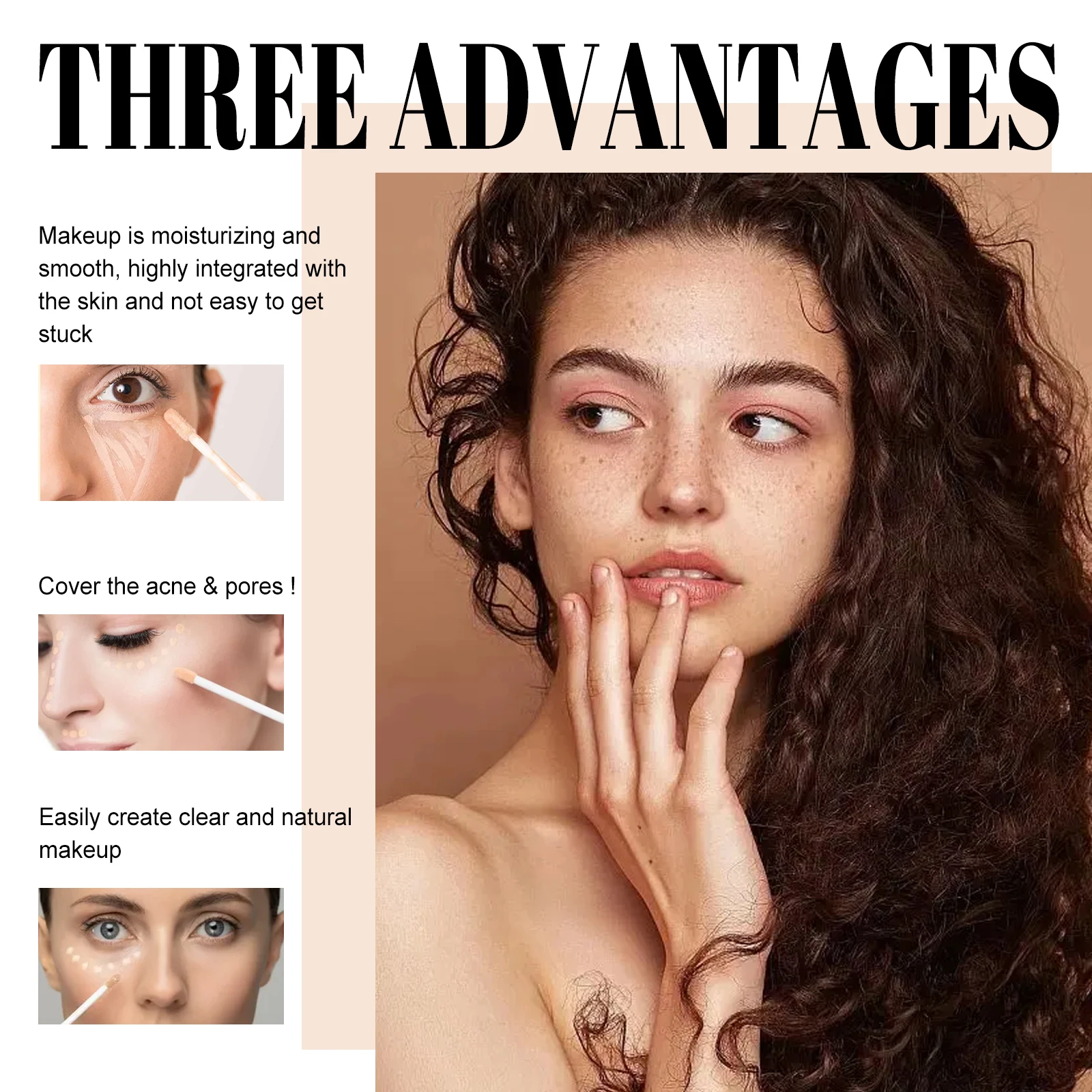 Eelfope corretivo de cabeça dupla, cobertura perfeita, olheiras escuras, removedor de rugas, à prova d'água, brilhante, tom de pele, corretivo à prova de suor