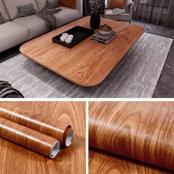 Thickened Waterproof Wood Grain Stickers Self-adhesive PVC Wardrobe Cabinet Desktop Old Door Furniture Wall Sticker Roll