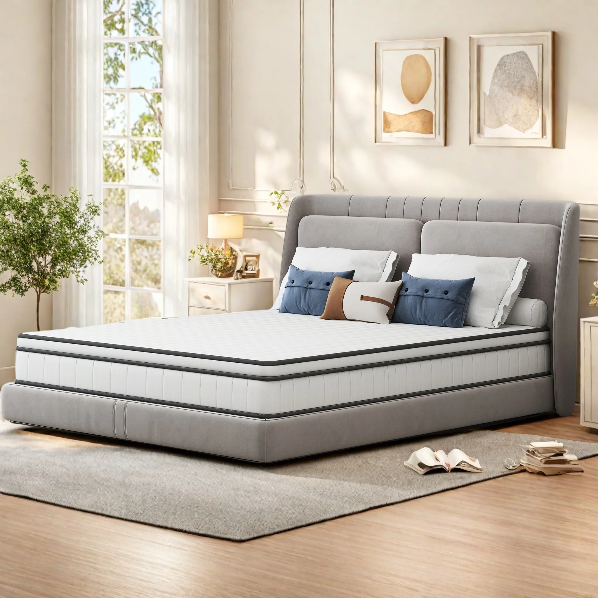 Matelas 140x190 en Mousse à Mémoire de Forme Haute Densité, Matelas à Ressorts ensachés, Hauteur de 25 cm, Design Ergonomique