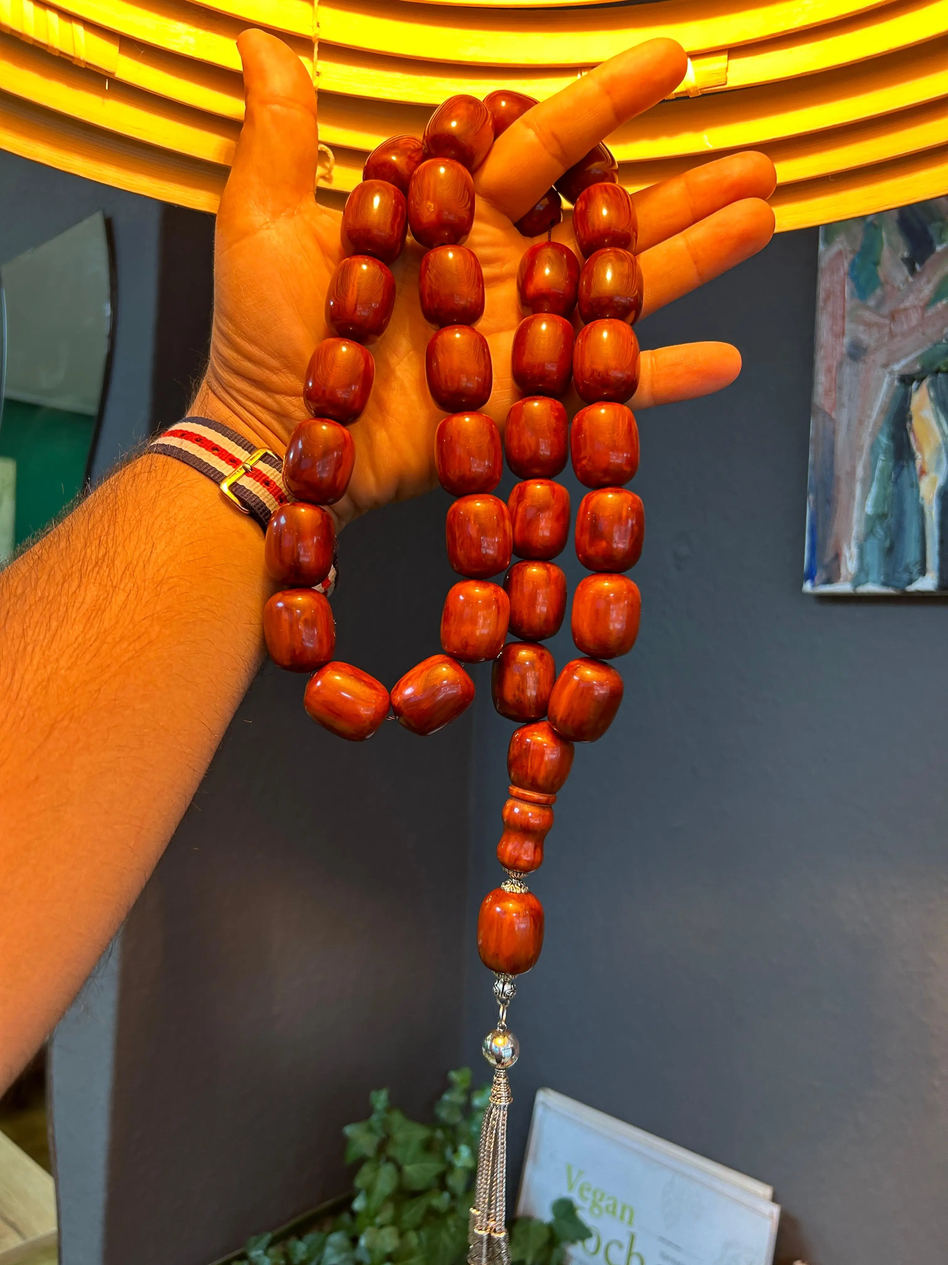 Bakelite Ottoman Rare Faturan Big German Amber Sandalous Misbaha Prayerbeads Rosary Tasbih Tesbih İslam Subha T39