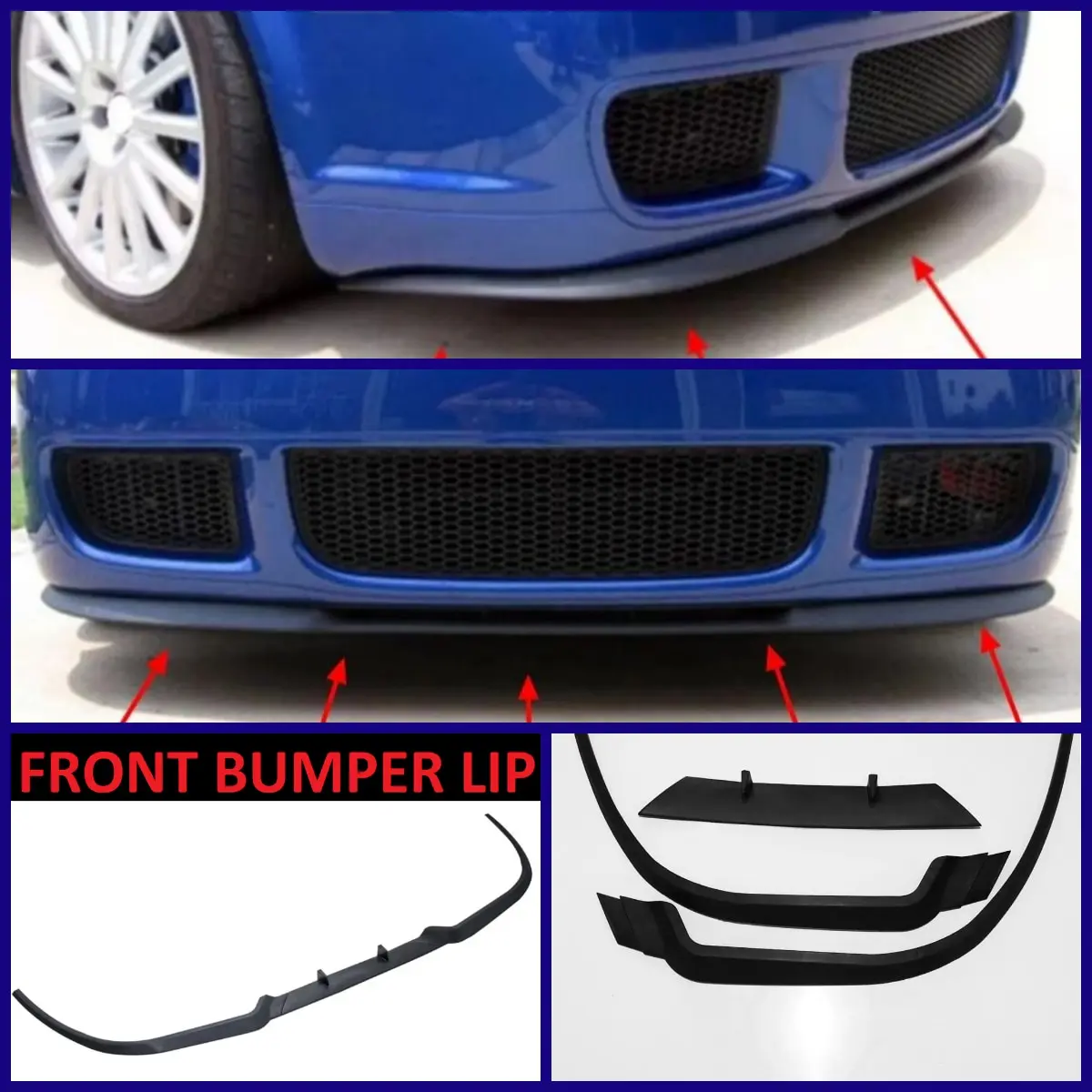 For Volkswagen Golf MK4 R32 CUPRA R FRONT SPOILER BUMPER LIP Euro Spoiler Lip Universal 3 pcs Body Kit Splitter Car Accessories