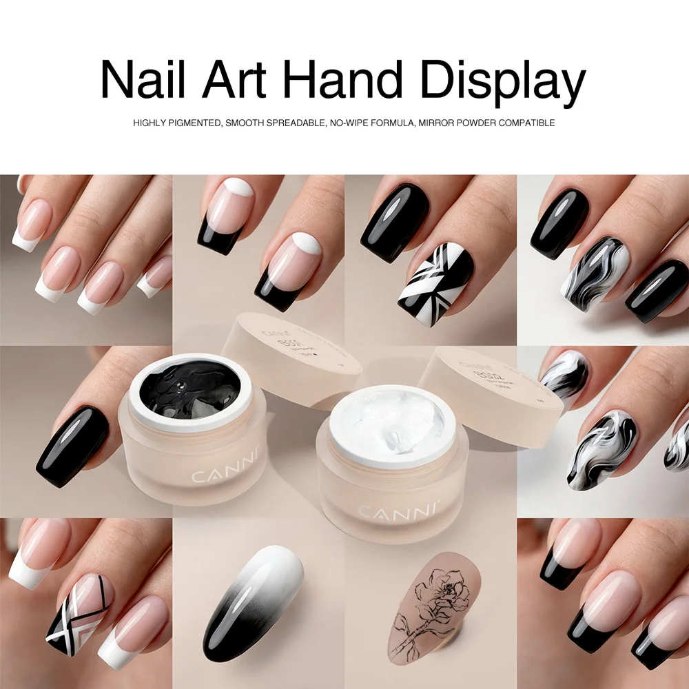 CANNI 10g No-Wipe 5-in-1 Plaster Gel HEMA TPO FREI Nail Art Funktionsgel Weiß Schwarz Nagellack Reliefmuster DIY Maniküre – Detail 15
