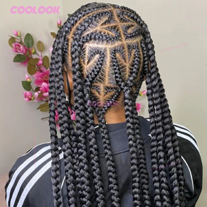 36 ''شعر مستعار على شكل قلب الضفائر الاصطناعية كامل الدانتيل شعر مستعار مضفر للنساء عقدة صندوق شعر مستعار مضفر #1