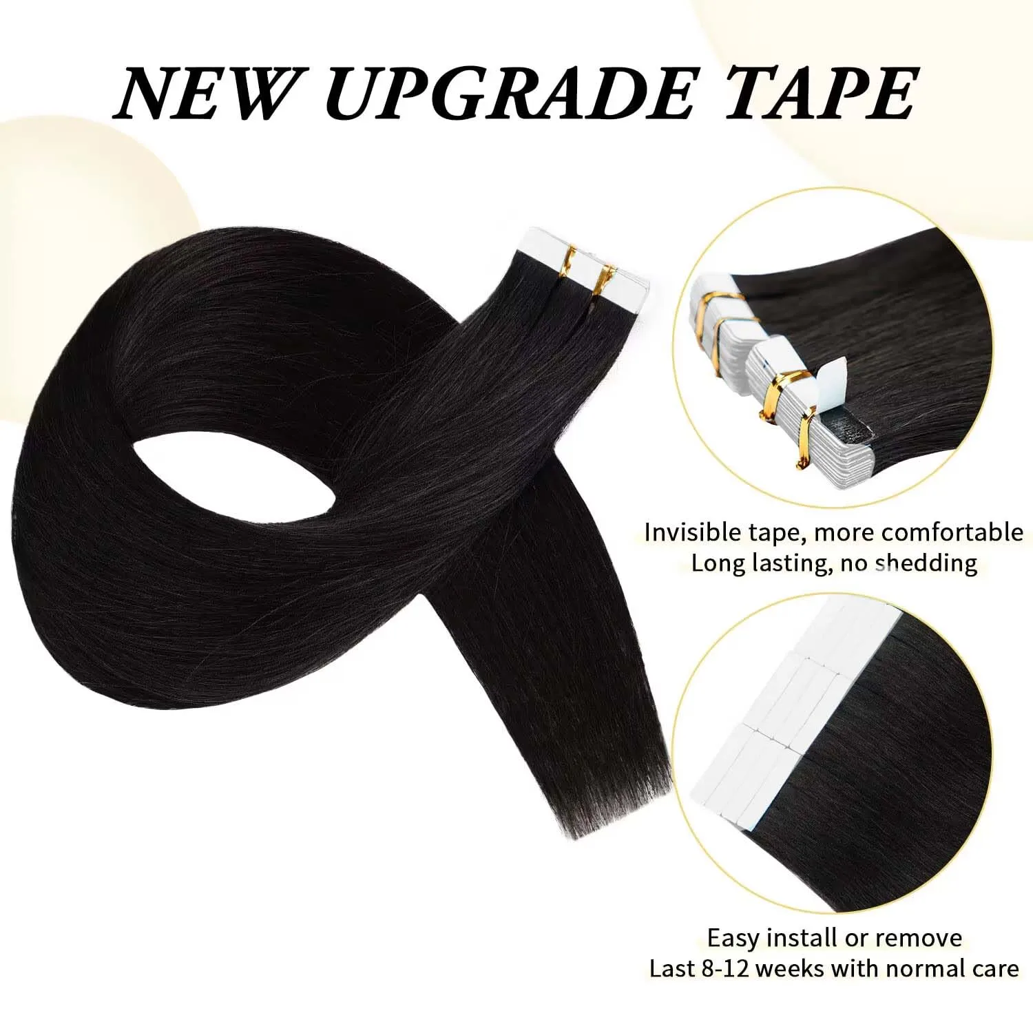 شريط مستقيم في وصلات الشعر البشري، شريط غير مرئي في شريط ملحقات في الإنسان الحقيقي