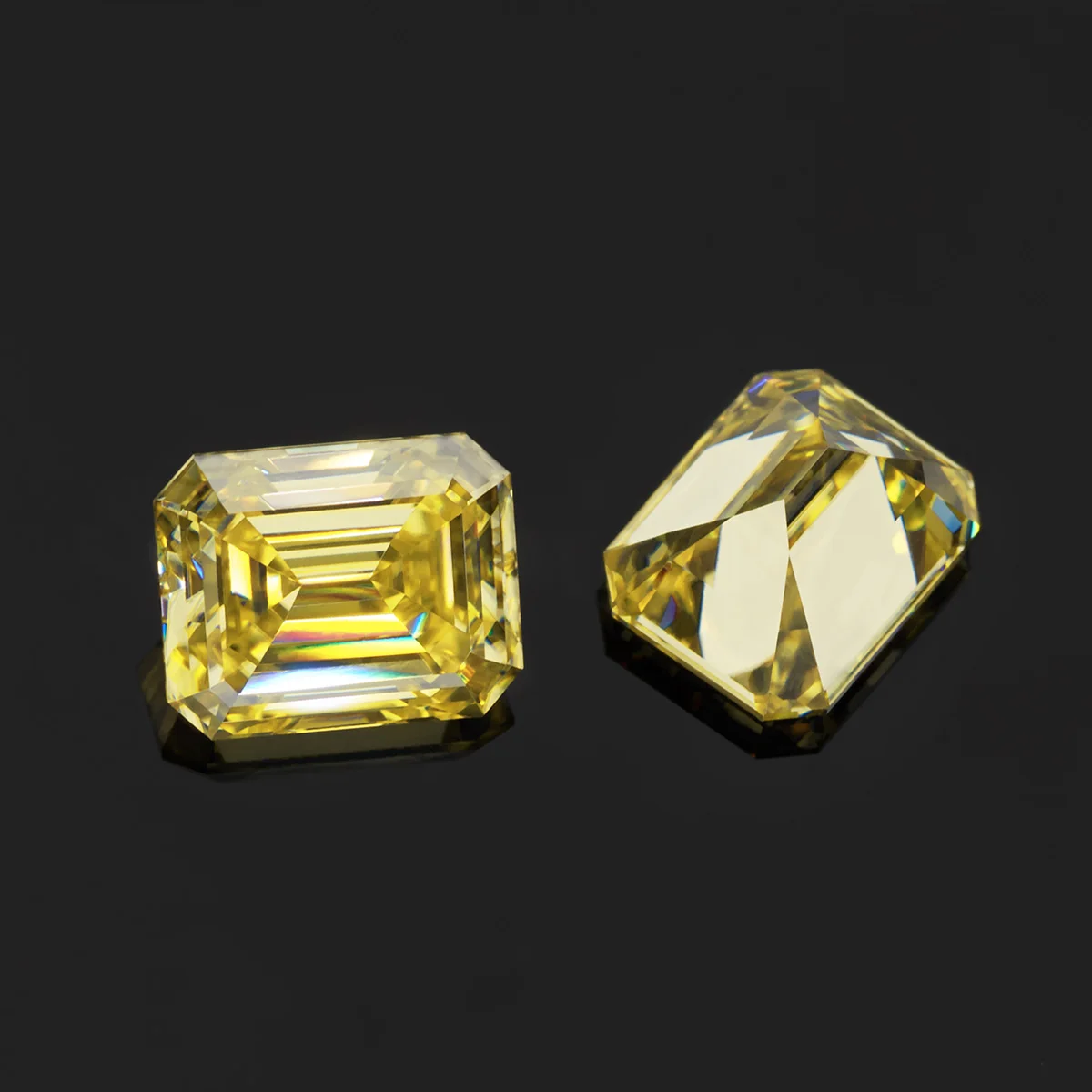 Lemon Yellow Moissanite Stone Emerald Cut Princess Cut with Certificate Diamond Gemstone VVS for Custom Jewelry Making