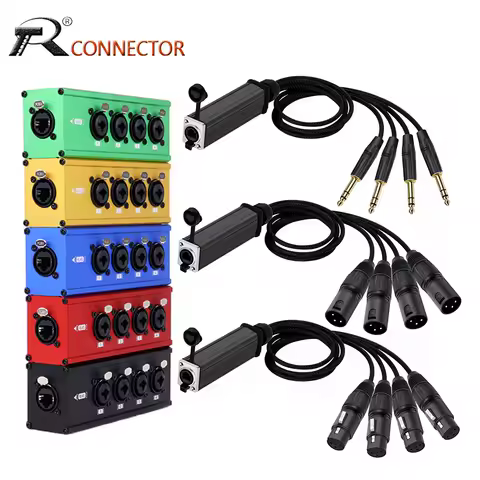 RJ45 CAT5 Network Signal Extender to 4 Channel 3Pin Multi Network Breakout Audio Cable for Stage Sound Lighting Recording Studio