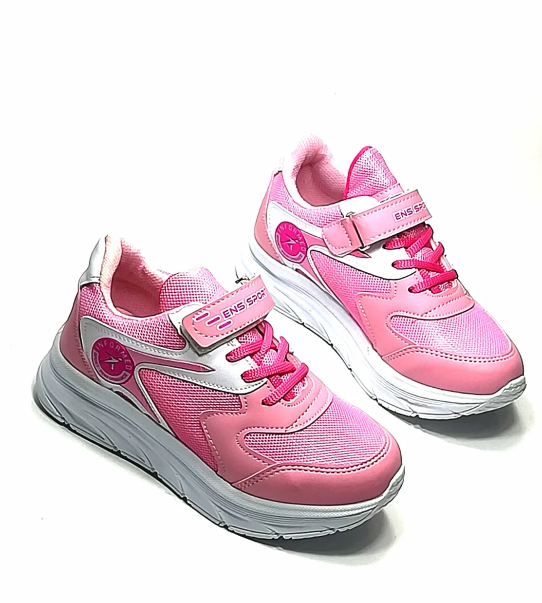 girls sneakers pink white thick sole quality soft interior design light sole daily walking and sports shoes flashy