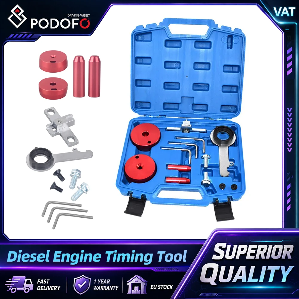 Kit d'outils de calage de moteur diesel Podofo pour Ford Transit EcoBlue TDCi, alignement du volant moteur et du vilebrequin, moteurs AWD FWD RWD à partir de 2016, outil équivalent 303-1637 303-1643 303-1650, outil de blocage d'arbre à cames pour moteur automobile