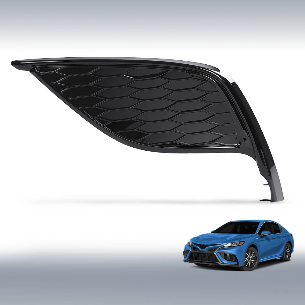 

Передний бампер противотуманная крышка левая сторона глянцевый черный подходит для Toyota Camry Xse Se 2021-2024 годов сотовый черный АБС-пластик прочный водонепроницаемый