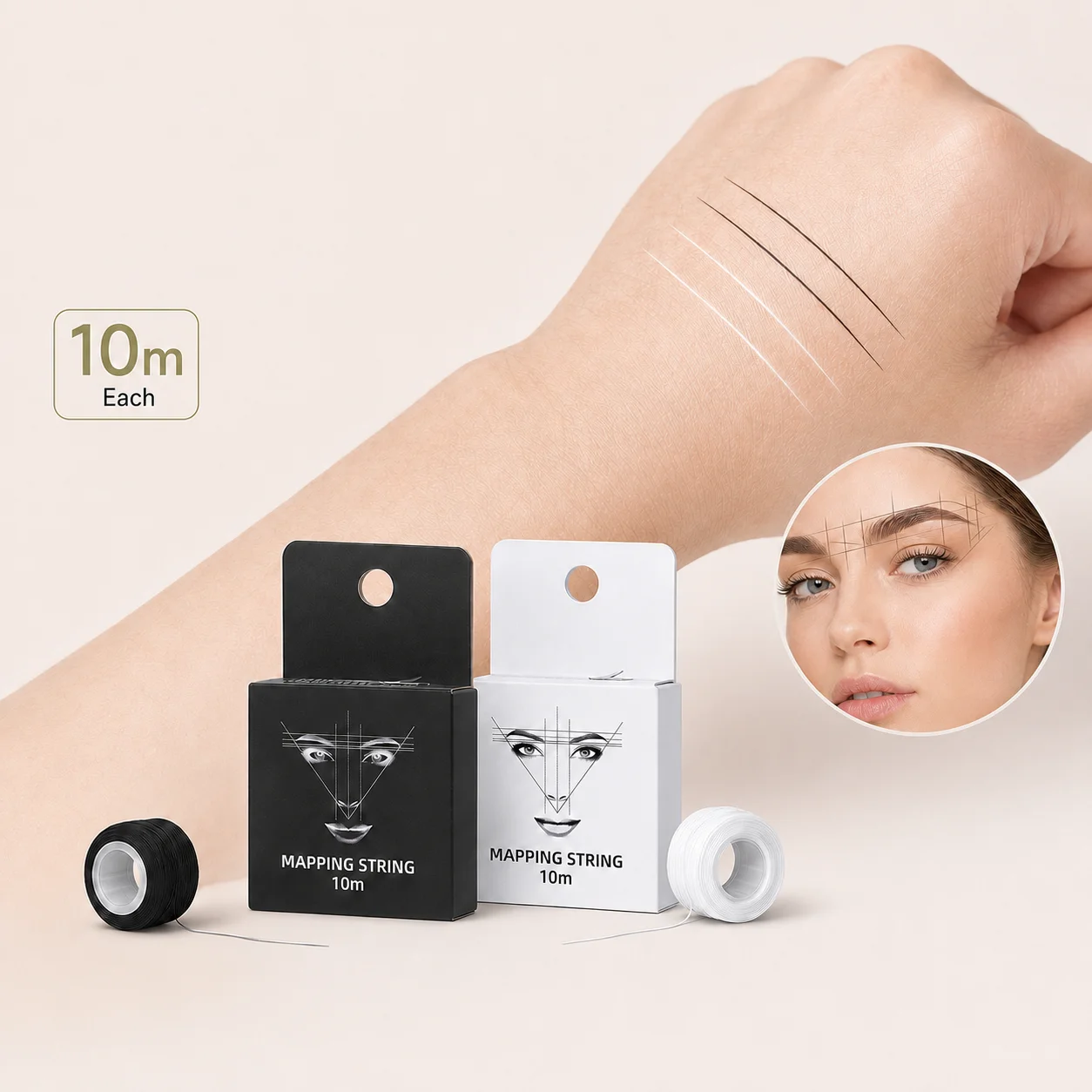 Tattoo Thread Eyebrow Marker Thread Tattoo Brows Ruler With Ink Positioning Mapping Line Box for Marking Symmetrical Eyebrows