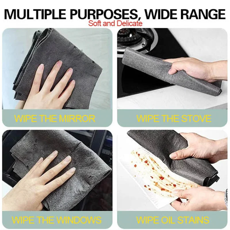 Multifunctional Magic Cloth 5pcs Glass Cleaning Cloth Dishcloth Lint Free For Windows Cars Kitchen Mirrors Traceless Reusable