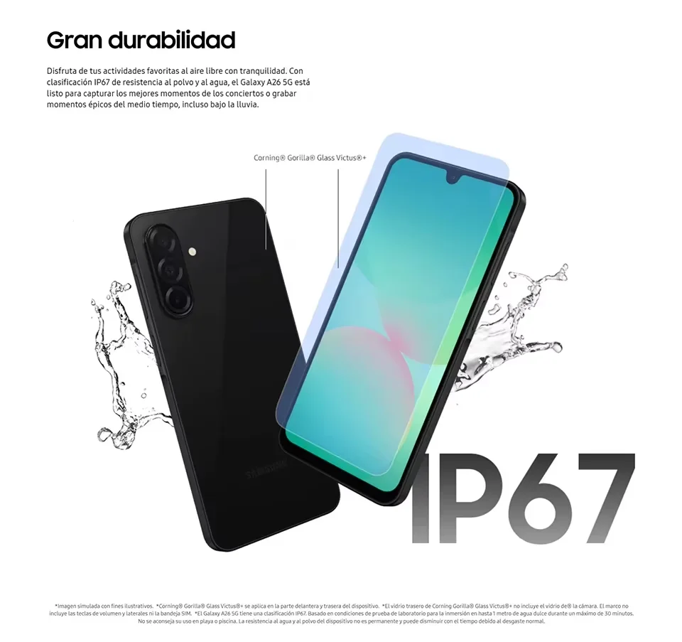 Global Version Samsung Galaxy A26 5G Smartphone 6.7" Super AMOLED Display Dual SIM 50MP Triple Camera 5000mAh Battery Fast Charging Exynos 1380 Processor IP67 Water Resistance