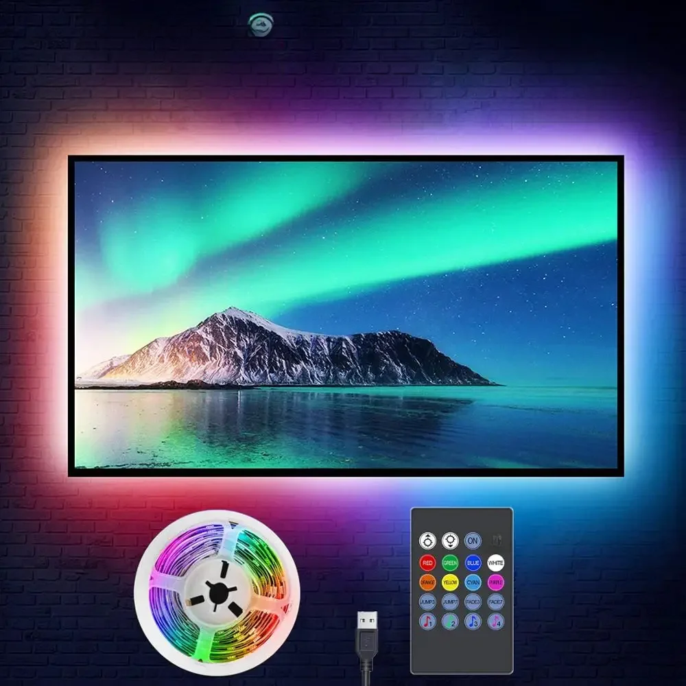 Luz de fundo de TV sincronização de música USB alimentada por RGB LED Strip Light para TV de 15 - 80
