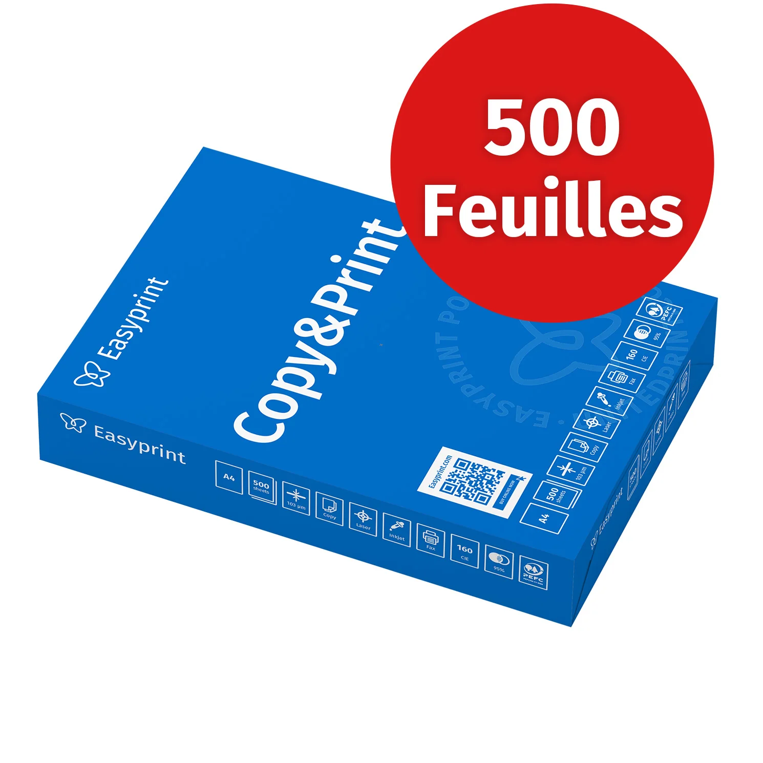 Easyprint Papier copie A4 500 feuilles – Papier blanc brillant 80 g/m² pour imprimante