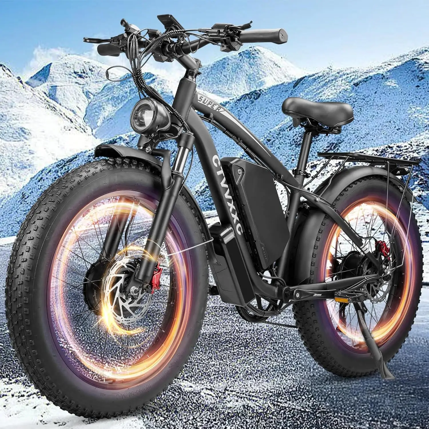 

KIC 6000W Peak Dual Motor Ebike for Adults - 52V 34Ah Fast Electric Bike for Men Women 45 MPH,Up to 100 Miles,24" Fat Tire Lock