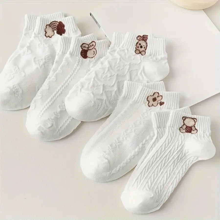 10 pares de meias brancas de coelho nuvem, macias e adequadas para a pele com alta elasticidade, adequadas para uso casual de outono e inverno