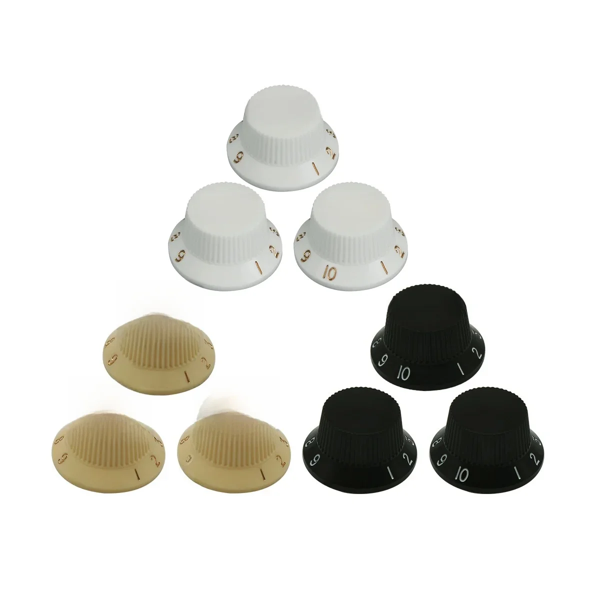 FLEOR 3 pièces/ensemble 24 boutons de visages boutons de guitare ST boutons de contrôle 2 tons 1 Volume chapeau haut de forme en Nylon pour pièces de guitare ST SQ