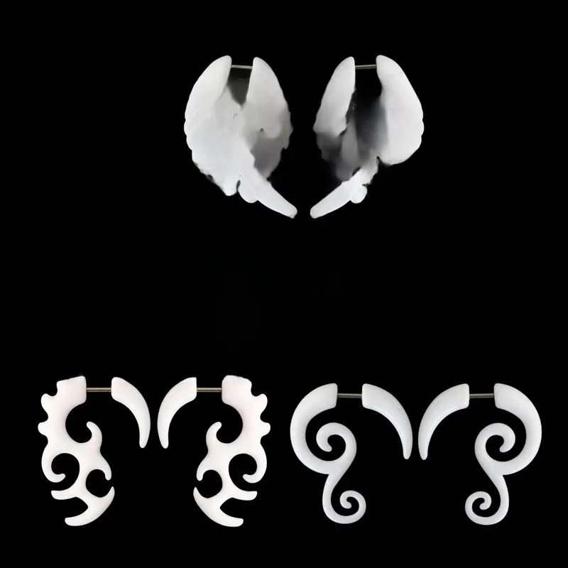 2PC akrylowe kolczyki do uszu kolczyk fałszywe spiralne ucho wtyczka stożkowa wskaźniki Twist Expander kolczyk oszust nosze Piercing biżuteria do ciała — zdjęcie 2