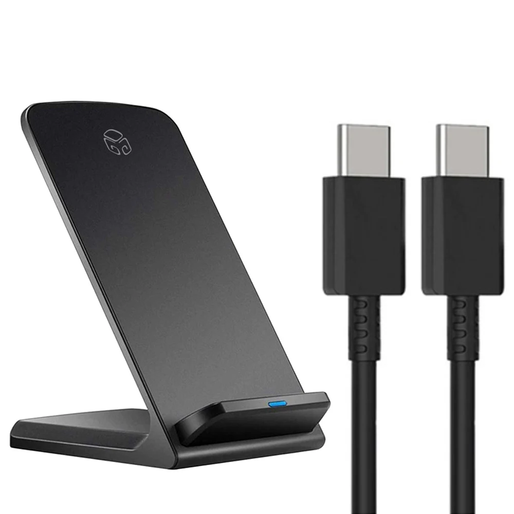 Digital Support 15W Dual Cole Stand High Speed Wireless Charger + C to C High Speed Charging Cable