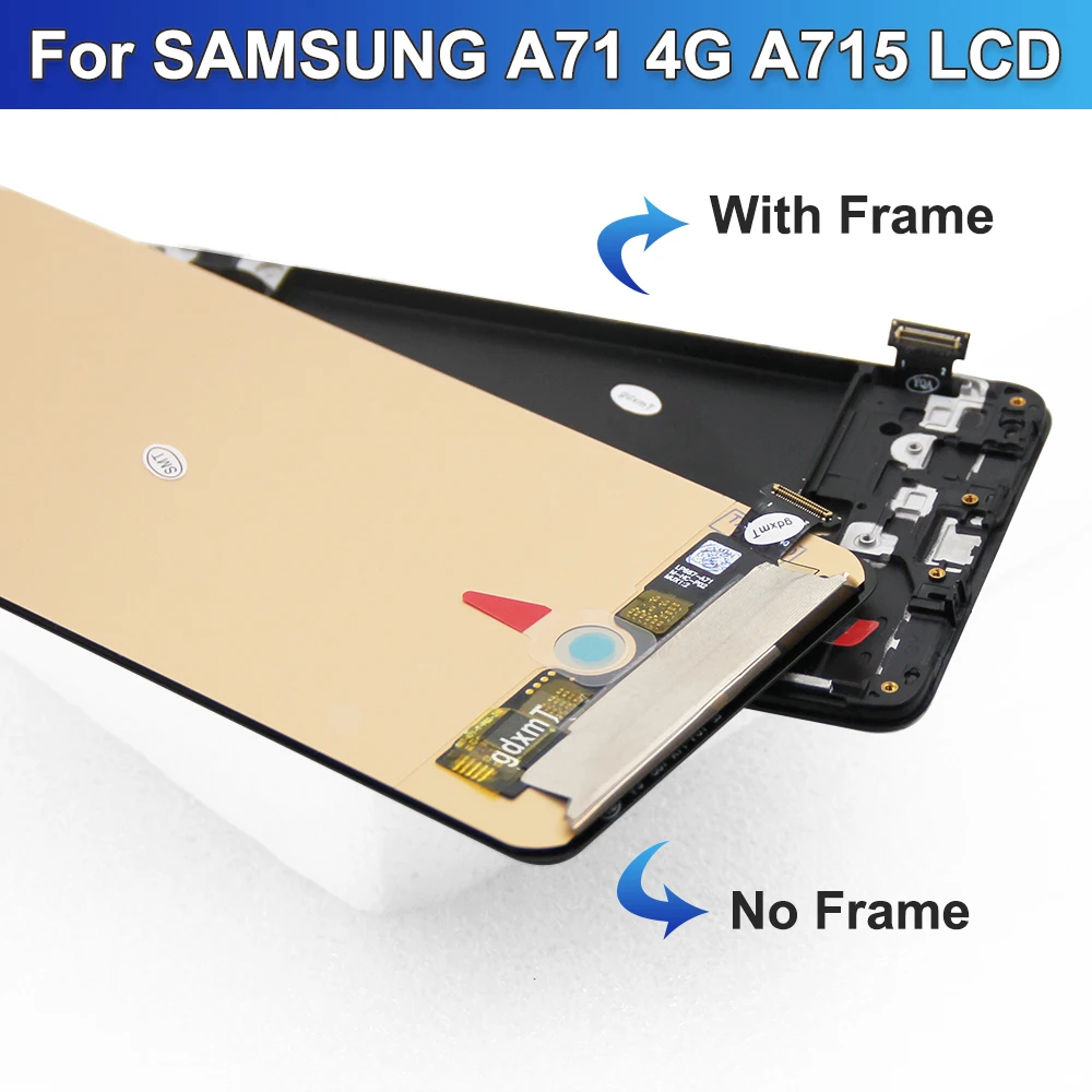 Super Amoled A71 Screen Assembly for Samsung Galaxy A71 A715F A715F/DS Lcd Display Digital Touch Screen with Frame Replacement