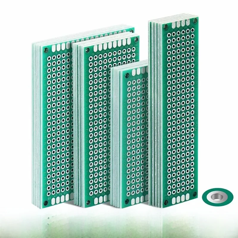 20 sztuk/partia płytka prototypowa PCB obwód Prototboard uniwersalny Stripboard prototypowanie Veroboard 2x8 3x7 4x6 5x7 5 sztuk każdy Mix zielony — zdjęcie produktu 4