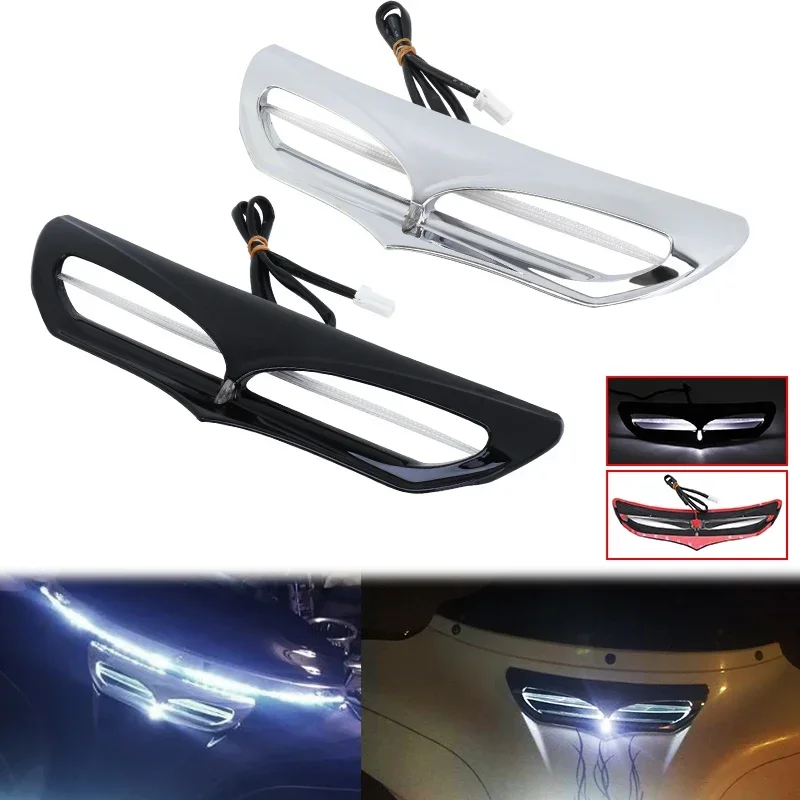 Motocykl Batwing Fairing Vent Trim Accent LED Light dla Harley Touring Electra przemieszczanie się po ulicy FLHTCU Tri Glide Ultra 2014-2022 — zdjęcie 2