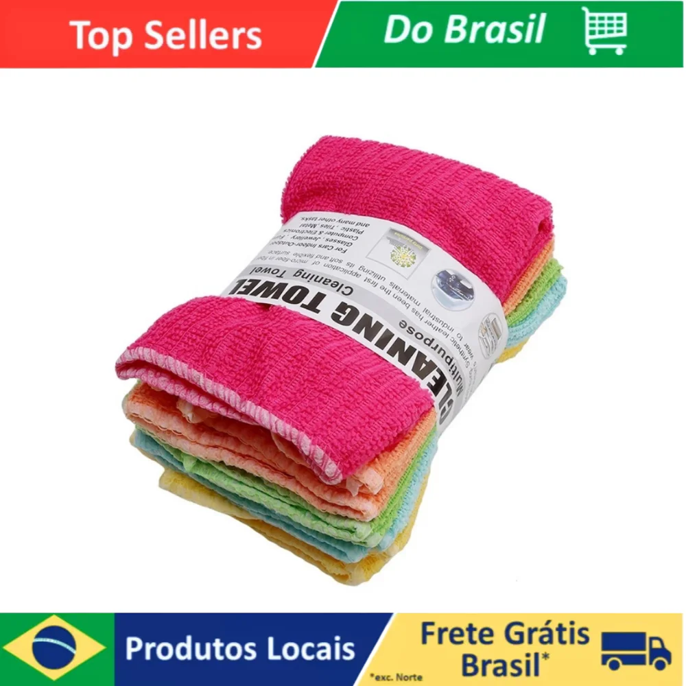 Kit com 5 Panos de Microfibra Mágicos 30x30cm Multiuso Ultra Macios Sem Fiapos Limpeza Fácil
