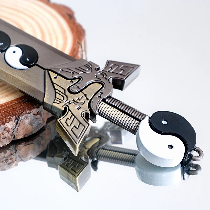 8.66in Tai Chi Bagua zwaard Koude wapens Oude Vechtsport Rekwisieten Zwaarden Model Metalen Ambachten Desktop Ornamenten Jongen Speelgoed Geschenken