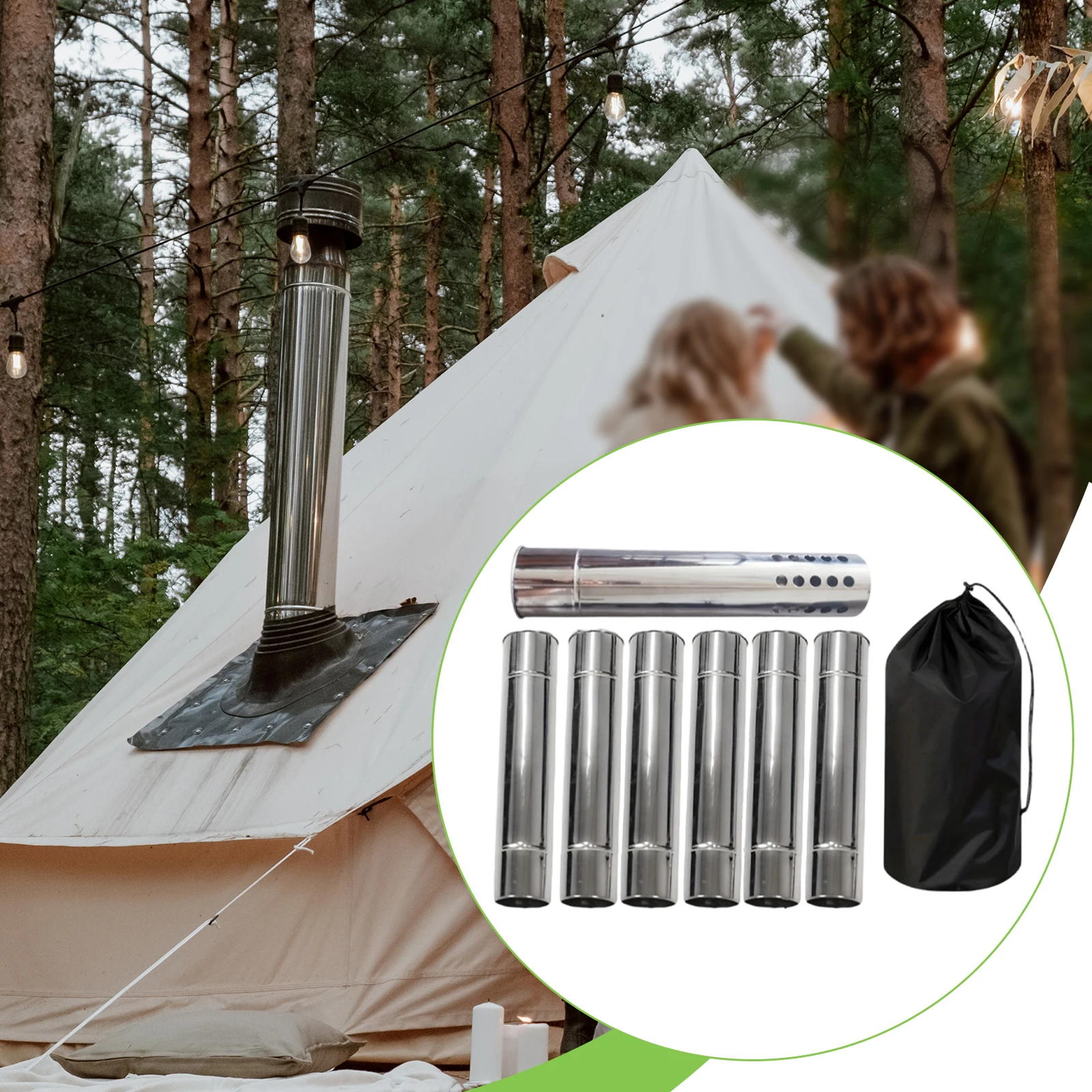 6 unids/set tubo de estufa de acero inoxidable extensión de chimenea de chimenea tubo de estufa juego de tubos de chimenea recta para estufas de leña chimeneas